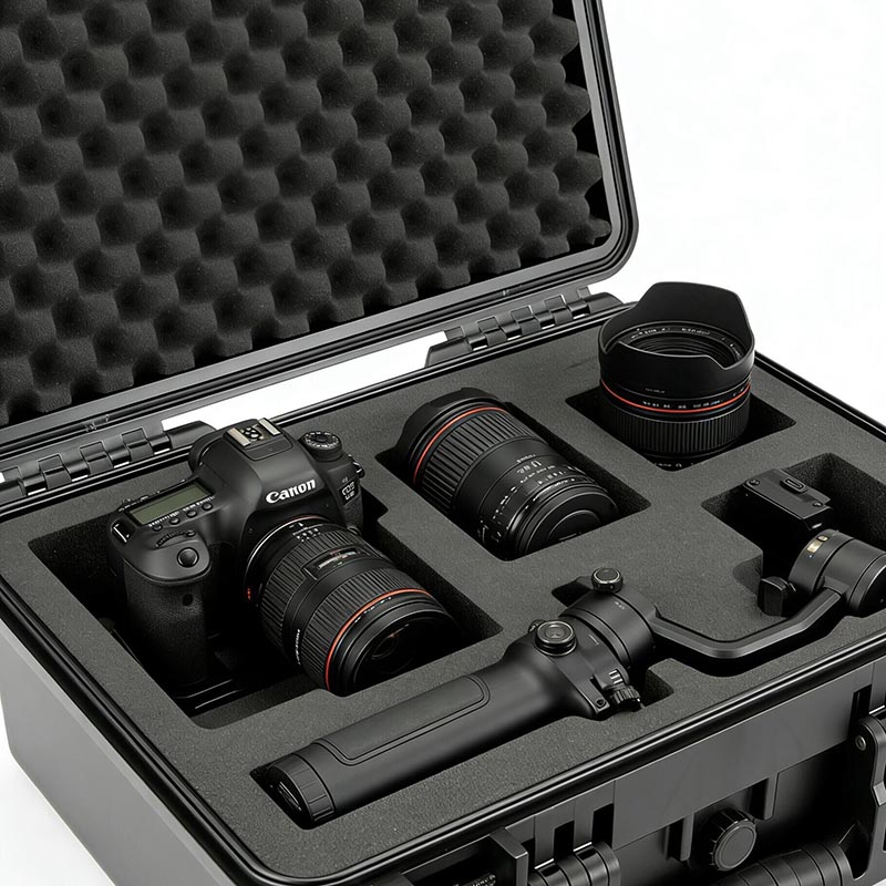 Plastikowa walizka na sprzęt z pianką